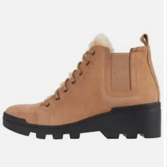 Eileen Fisher Calm Suede Shearling Hiker Lace Up boots