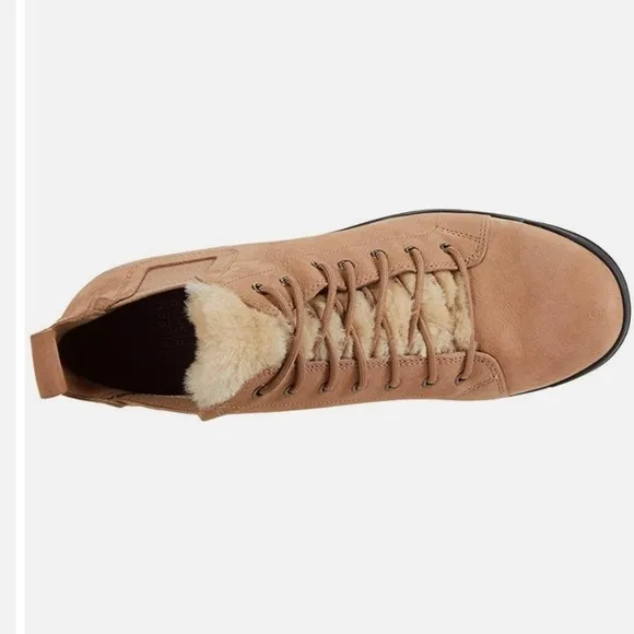 Eileen Fisher Calm Suede Shearling Hiker Lace Up boots