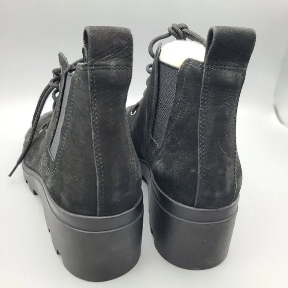EILEEN FISHER women ankle boots Calm black nubuck shearling tongue sz 7.5 new