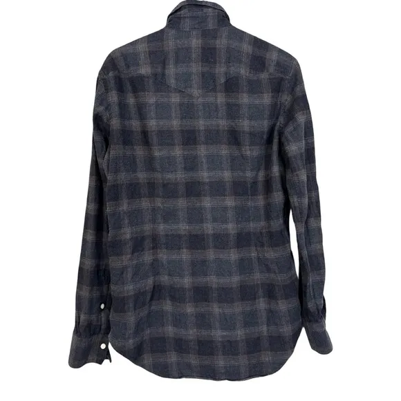 Eleventy Platinum Snap Front Flannel Shirt | Size M | Made in Italy | Melange
