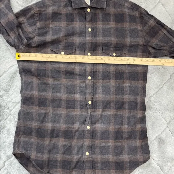Eleventy Platinum Snap Front Flannel Shirt | Size M | Made in Italy | Melange
