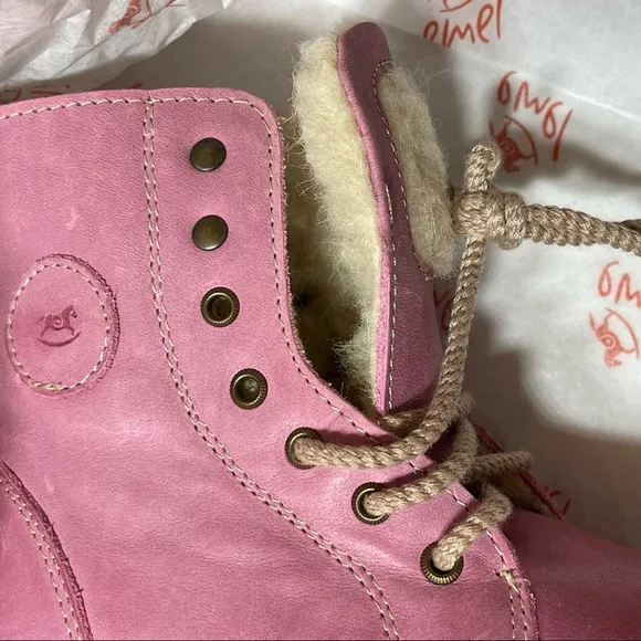 Emel Pink Shearling Lined Handmade Boots size 24