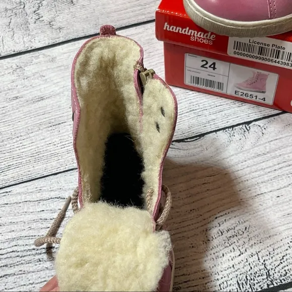 Emel Pink Shearling Lined Handmade Boots size 24