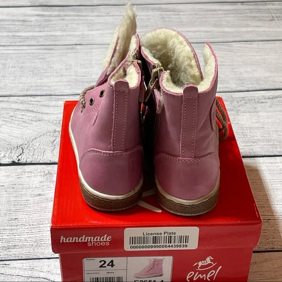 Emel Pink Shearling Lined Handmade Boots size 24