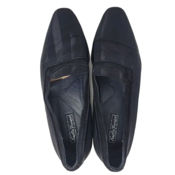 Emilio Franco Black Striped Slip On Loafers