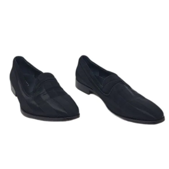 Emilio Franco Black Striped Slip On Loafers