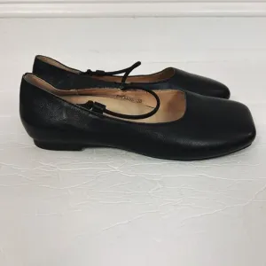 Empress Australia Square Toe Ballet Flats Black Leather Size EU 38 US 7 Women's