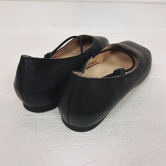 Empress Australia Square Toe Ballet Flats Black Leather Size EU 38 US 7 Women's