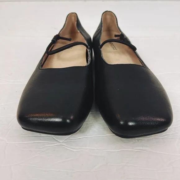 Empress Australia Square Toe Ballet Flats Black Leather Size EU 38 US 7 Women's