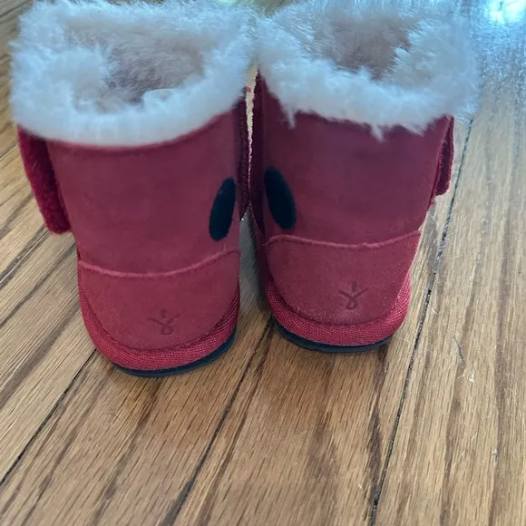 Emu Australia Shearling Red Ladybug Toddler Baby Boots, NEW NWOB