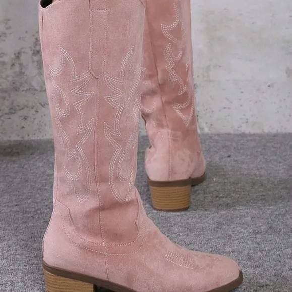 Equestrian &amp; Western Style Women's Boots, European And American New Embroidered
