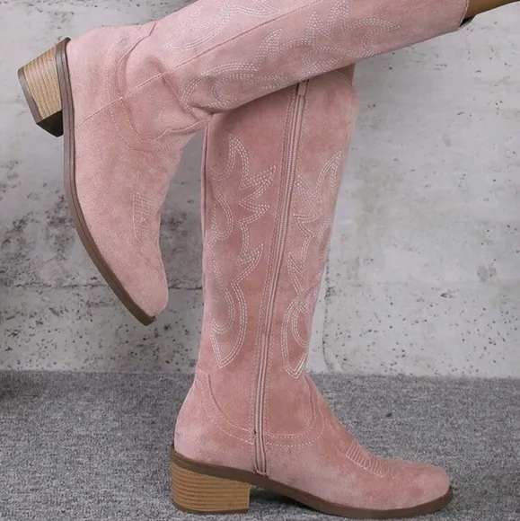 Equestrian &amp; Western Style Women's Boots, European And American New Embroidered