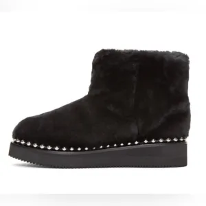 EUC  Alexander Wang Shearling Yumi Boots Silver Stud Trim 7.5/8