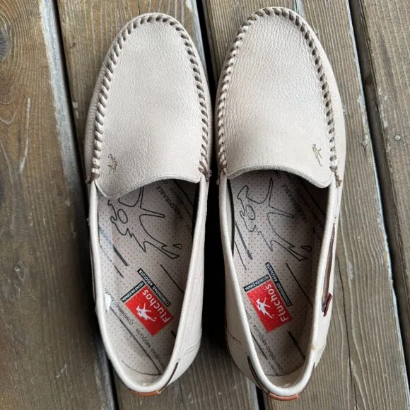 EUC Fluchos Premium Leather Cream Slip on Loafers in Men's 45 / US 12
