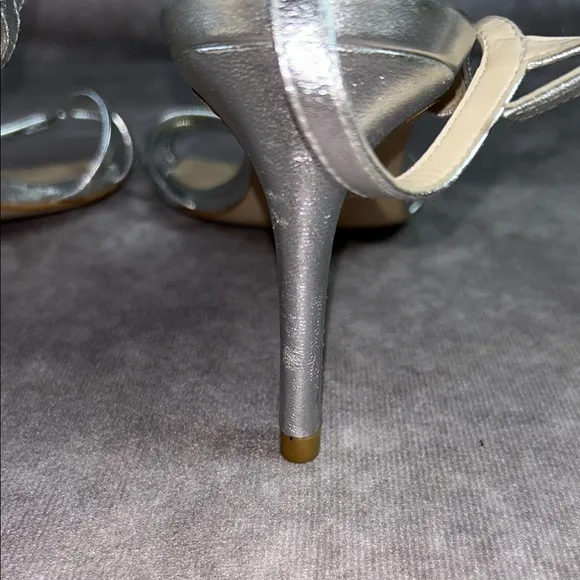 EUC Stuart Weitzman Starla 80 Silver Strappy Heeled Sandals Size 9