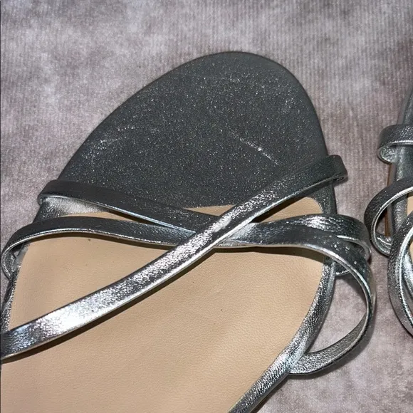 EUC Stuart Weitzman Starla 80 Silver Strappy Heeled Sandals Size 9