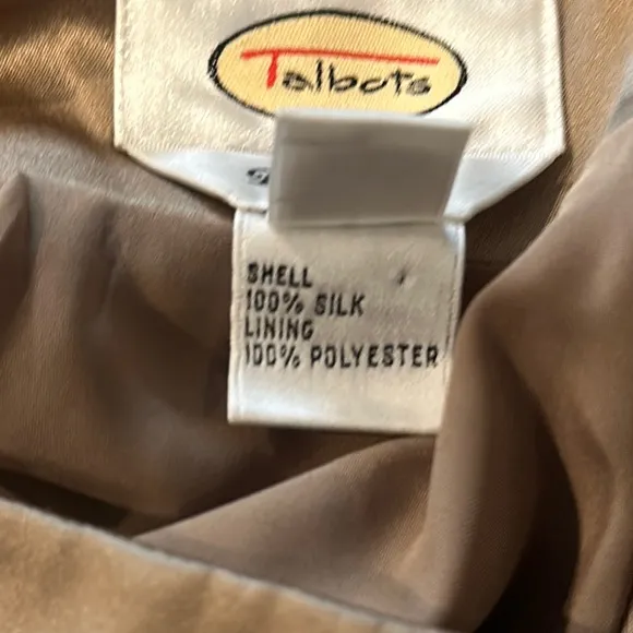 EUC Talbots 100% Silk Tan/Gold Midi Slip Skirt , 6