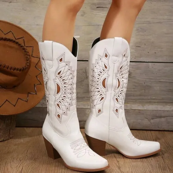 European And American New Retro Embroidered Western Cowboy Boots