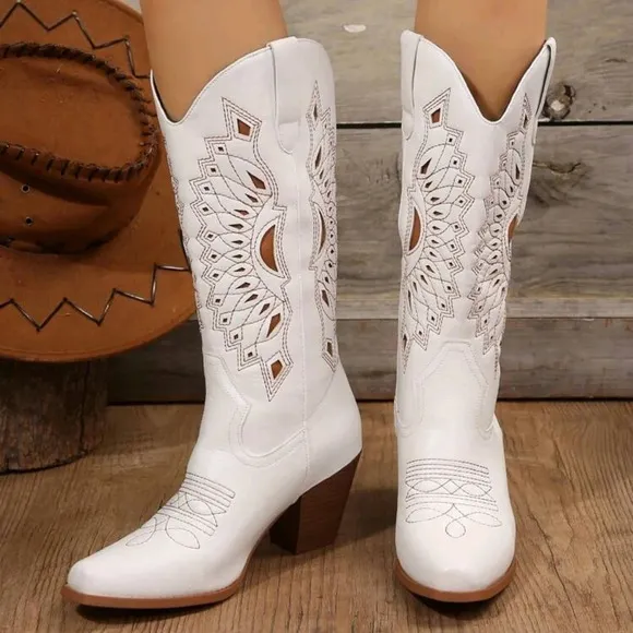 European And American New Retro Embroidered Western Cowboy Boots