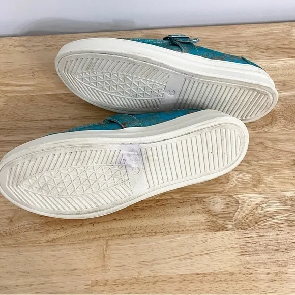 Everglades Slip On Comfort Mules Loafers in Rusted Turquoise, Women’s Size 9