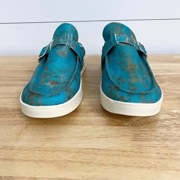 Everglades Slip On Comfort Mules Loafers in Rusted Turquoise, Women’s Size 9