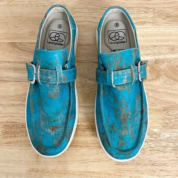 Everglades Slip On Comfort Mules Loafers in Rusted Turquoise, Women’s Size 9