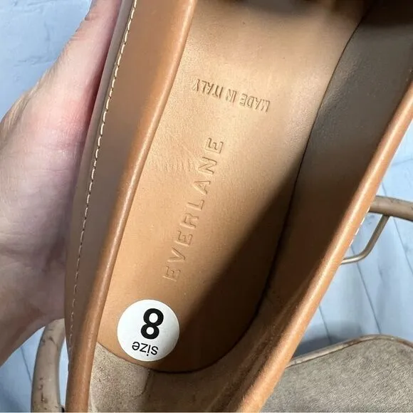 Everlane caramel leather pointed tapered toe loafers size 8 new