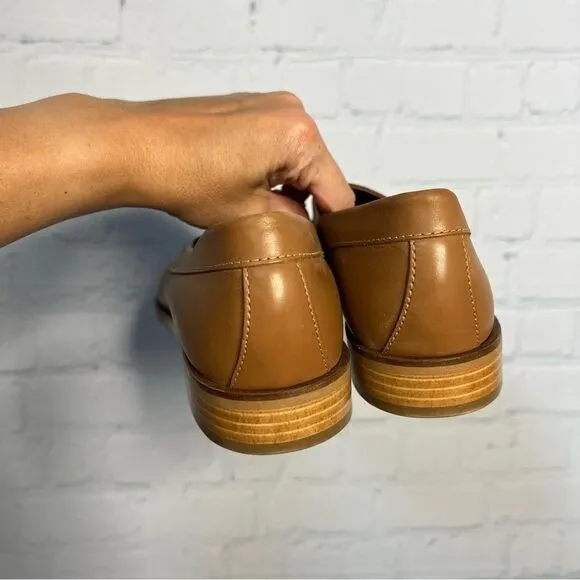 Everlane caramel leather pointed tapered toe loafers size 8 new