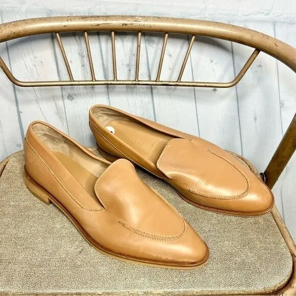 Everlane caramel leather pointed tapered toe loafers size 8 new