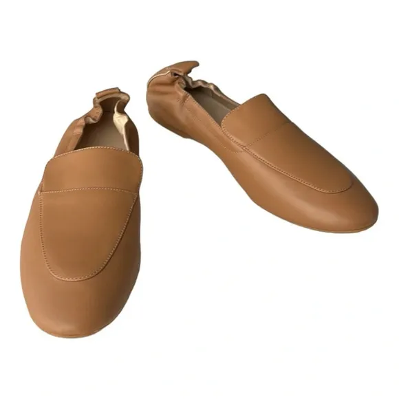 EVERLANE Caramel Tan The Day Loafer Preppy Flats Leather Modern Classic, 10.5