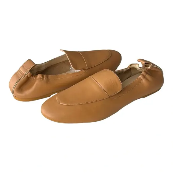 EVERLANE Caramel Tan The Day Loafer Preppy Flats Leather Modern Classic, 10.5