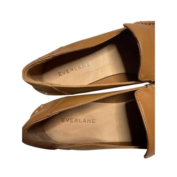 Everlane Loafers Women 7 Camel Brown Leather Slip On Minimalist Clean Girl