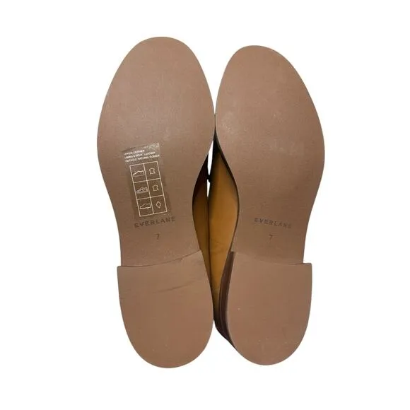 Everlane Loafers Women 7 Camel Brown Leather Slip On Minimalist Clean Girl