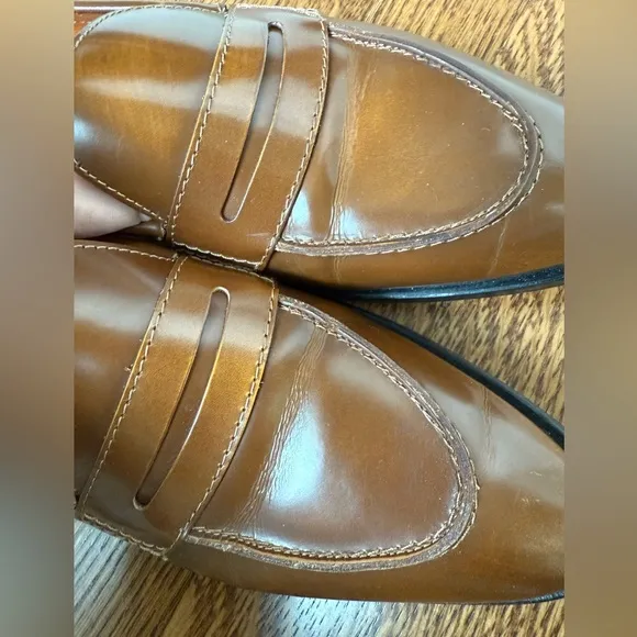 EVERLANE Modern Penny Loafers Shoes Classic Preppy Patent Leather Italy Cognac 8