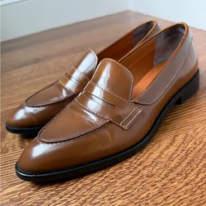 EVERLANE Modern Penny Loafers Shoes Classic Preppy Patent Leather Italy Cognac 8