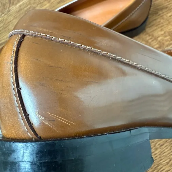 EVERLANE Modern Penny Loafers Shoes Classic Preppy Patent Leather Italy Cognac 8