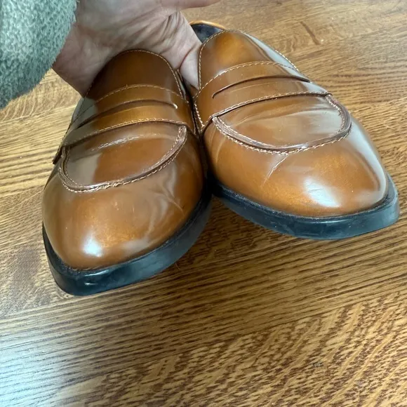 EVERLANE Modern Penny Loafers Shoes Classic Preppy Patent Leather Italy Cognac 8