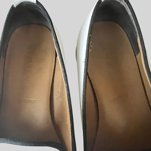 Everlane Modern Smoking Loafers White with Black Trim Women's.