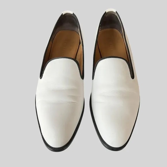 Everlane Modern Smoking Loafers White with Black Trim Women's.