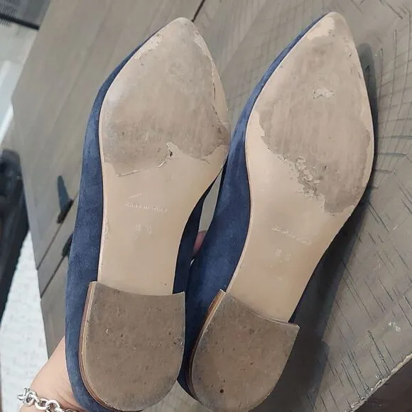 Everlane Navy Blue Suede Modern Point Loafers Sz 8.5
