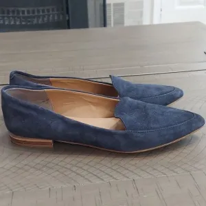 Everlane Navy Blue Suede Modern Point Loafers Sz 8.5