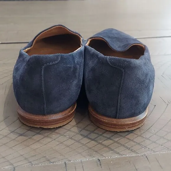 Everlane Navy Blue Suede Modern Point Loafers Sz 8.5