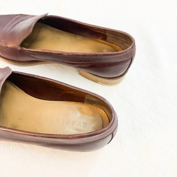 Everlane Pointy Toe Leather Dark Red Oxblood Flats Italy Size 9