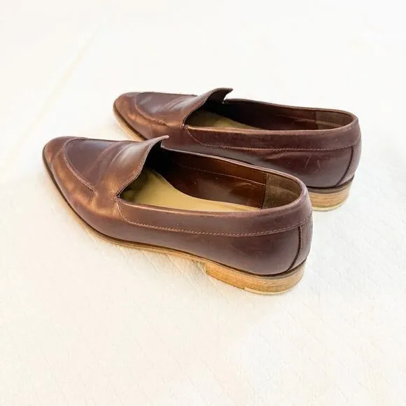Everlane Pointy Toe Leather Dark Red Oxblood Flats Italy Size 9