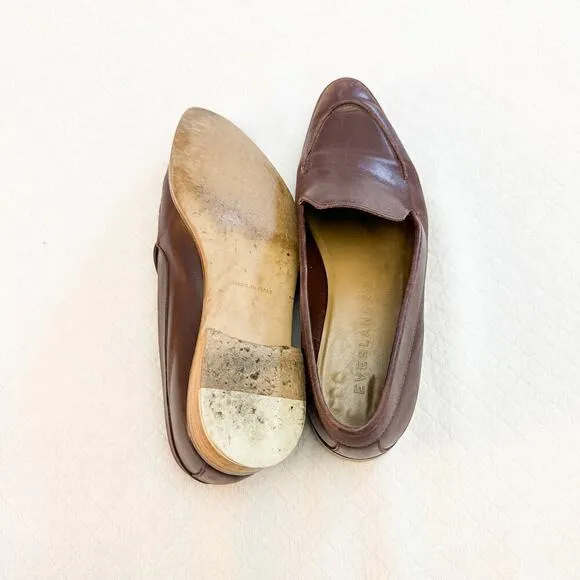 Everlane Pointy Toe Leather Dark Red Oxblood Flats Italy Size 9