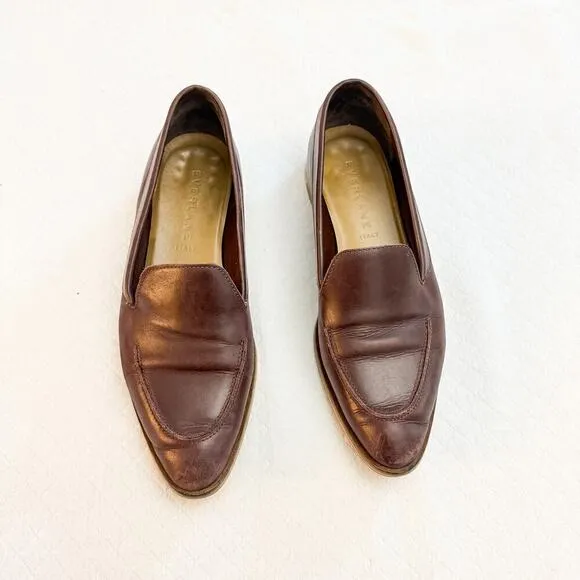 Everlane Pointy Toe Leather Dark Red Oxblood Flats Italy Size 9