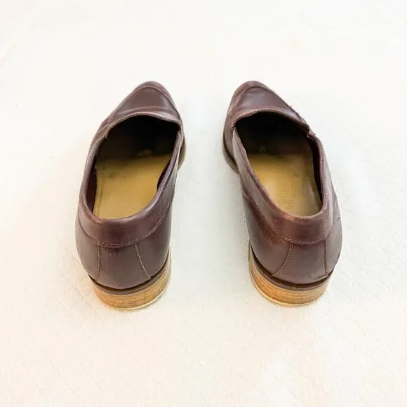Everlane Pointy Toe Leather Dark Red Oxblood Flats Italy Size 9