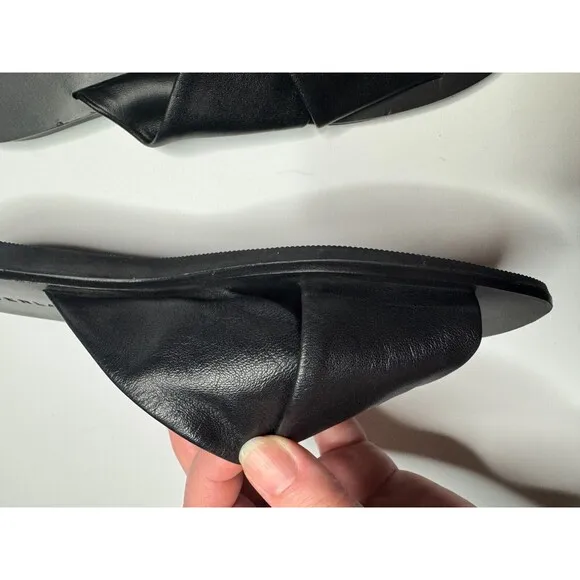 Everlane Size 6.5 Day Crossover Sandal Black Flats Leather Square Toe NWOT