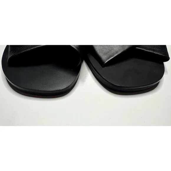 Everlane Size 6.5 Day Crossover Sandal Black Flats Leather Square Toe NWOT