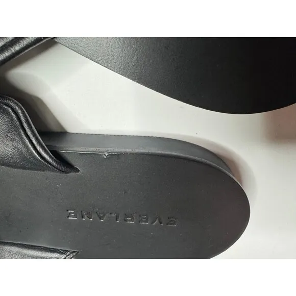 Everlane Size 6.5 Day Crossover Sandal Black Flats Leather Square Toe NWOT